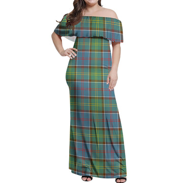 Colville Tartan Off Shoulder Long Dress