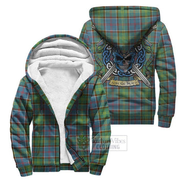 Colville Tartan Sherpa Hoodie with Family Crest Celtic Skull Style