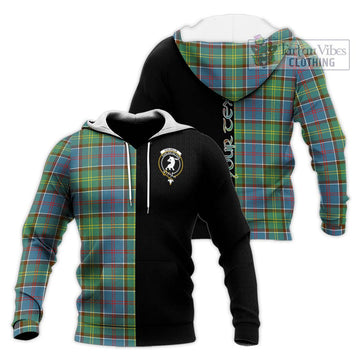 Colville Tartan Knitted Hoodie with Family Crest and Half Of Me Style