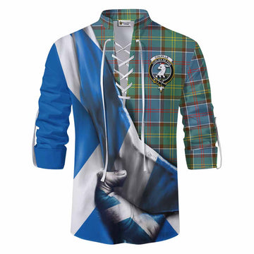 Colville Tartan Ghillie Kilt Shirt with Family Crest Scotland Patriotic Style