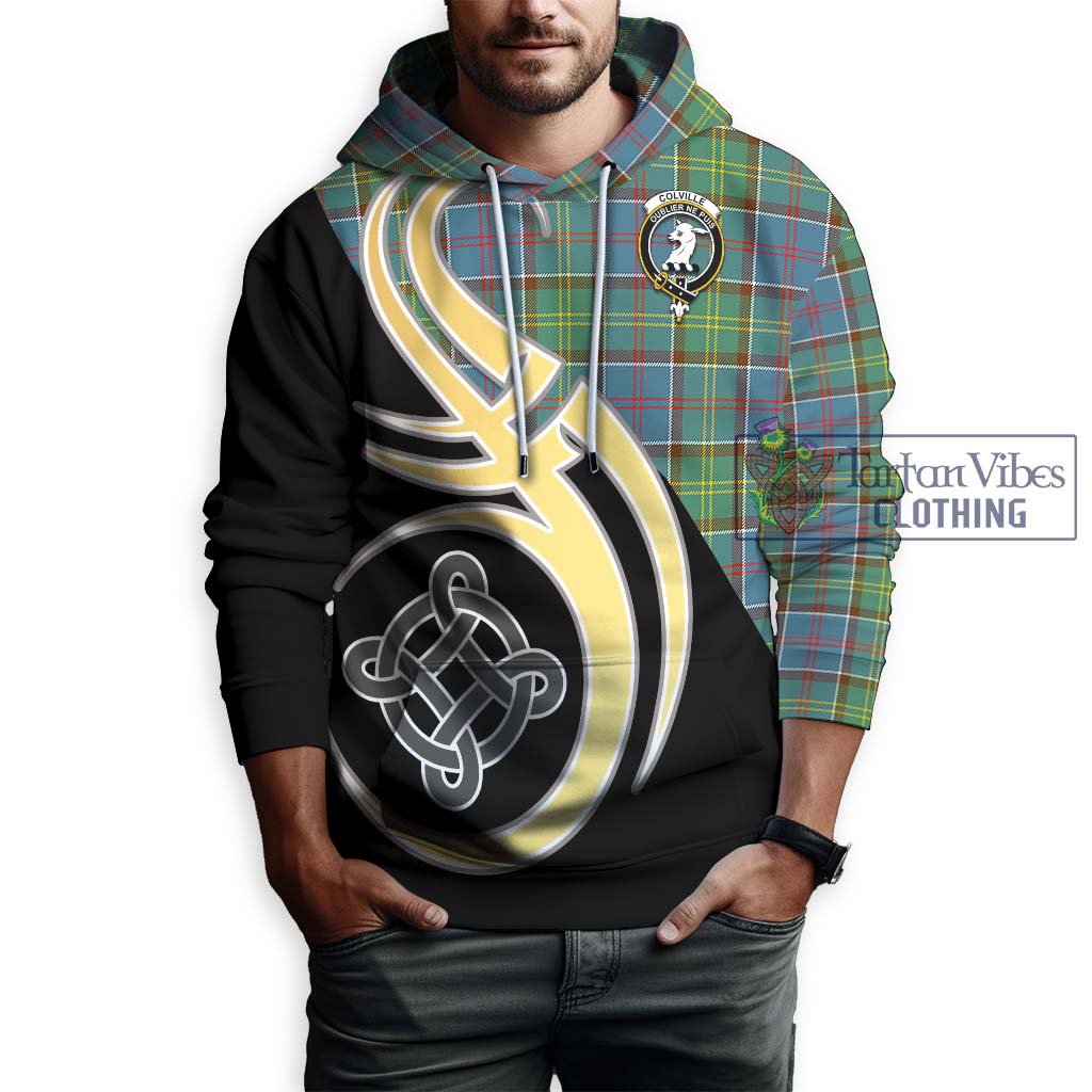 Colville Tartan Hoodie with Family Crest and Celtic Symbol Style Zip Hoodie - Tartan Vibes Clothing