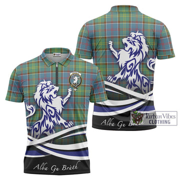 Colville Tartan Zipper Polo Shirt with Alba Gu Brath Regal Lion Emblem