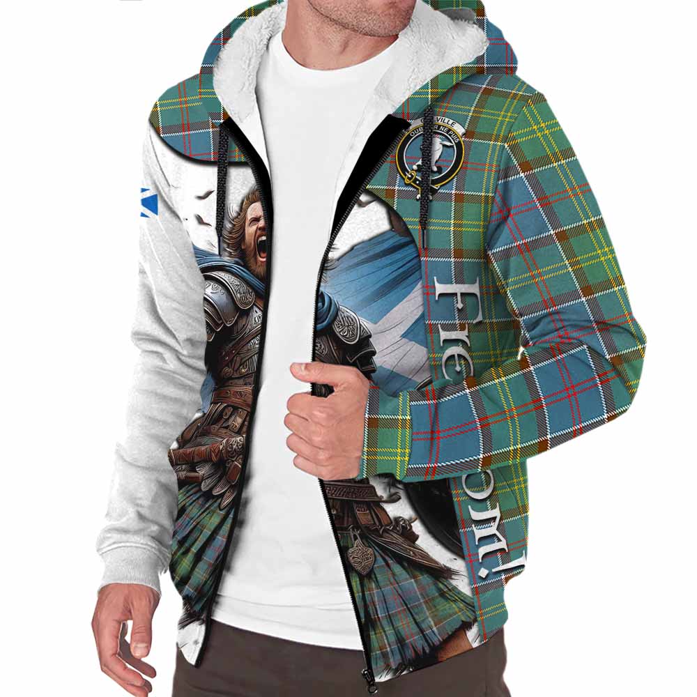 Tartan Vibes Clothing Colville Crest Tartan Sherpa Hoodie Inspired by the Freedom of Scottish Warrior