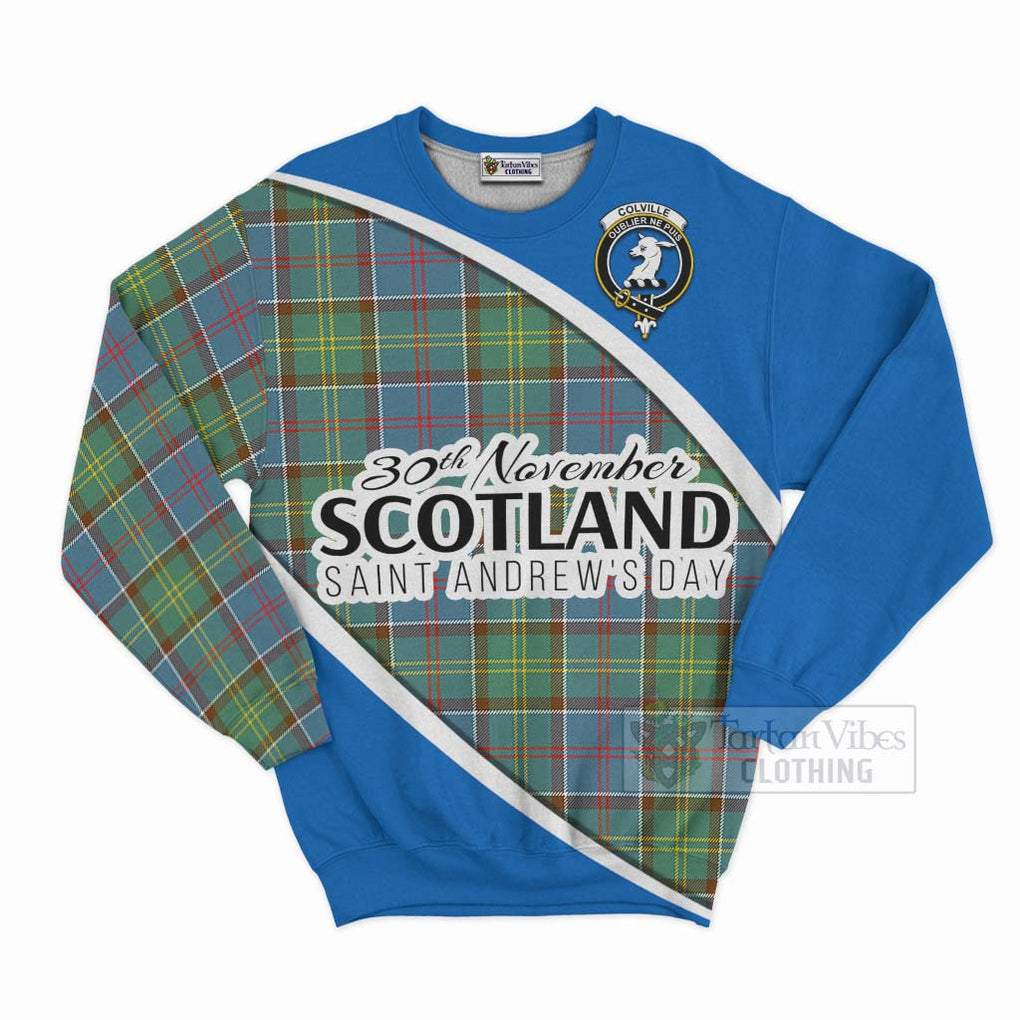 Tartan Vibes Clothing Colville Family Crest Tartan Sweatshirt Celebrate Saint Andrew's Day in Style