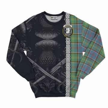 Colville Tartan Sweatshirt with Family Crest Cross Sword Thistle Celtic Vibes