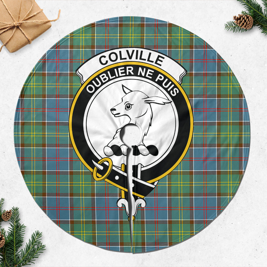 Colville Tartan Christmas Tree Skirt with Family Crest - Tartanvibesclothing