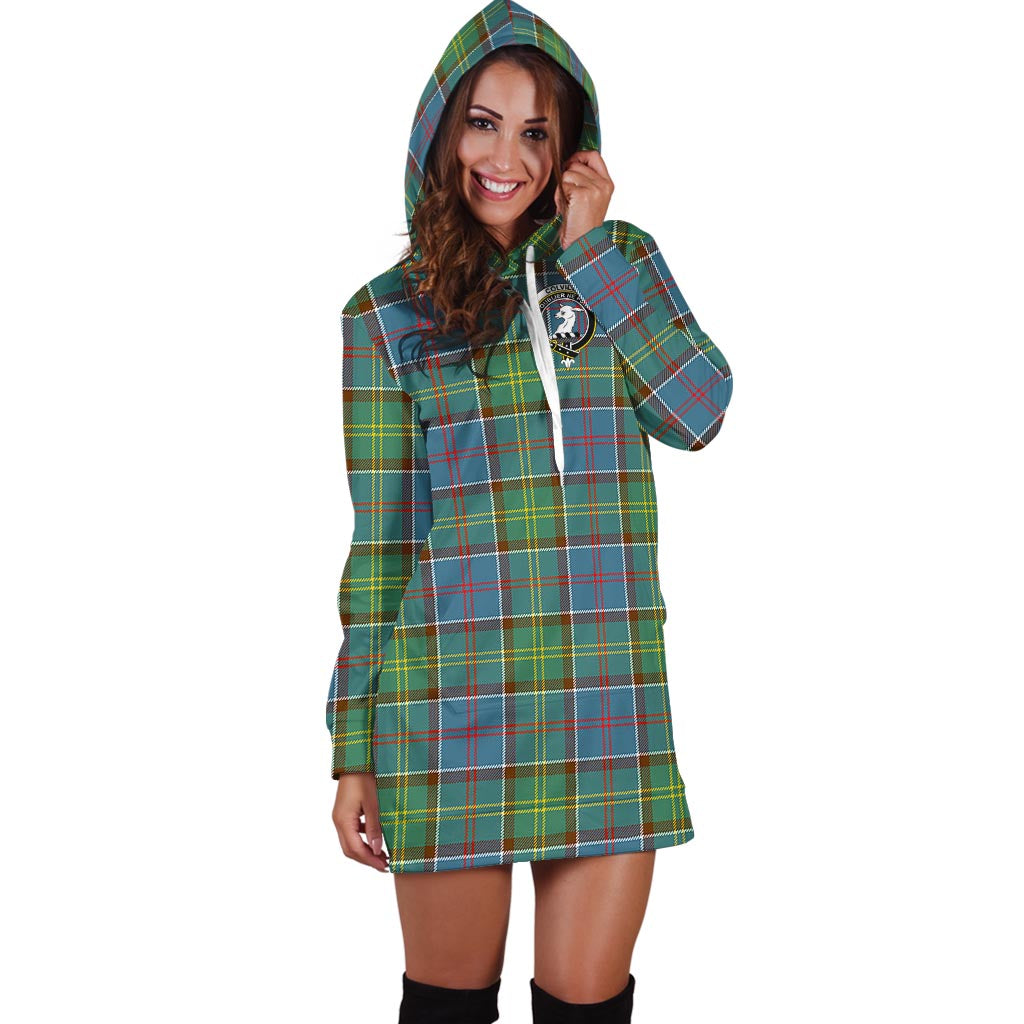 Colville Tartan Hoodie Dress with Family Crest - Tartan Vibes Clothing