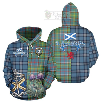 Colville Tartan Hoodie Happy St. Andrew's Day Half Tartan Style