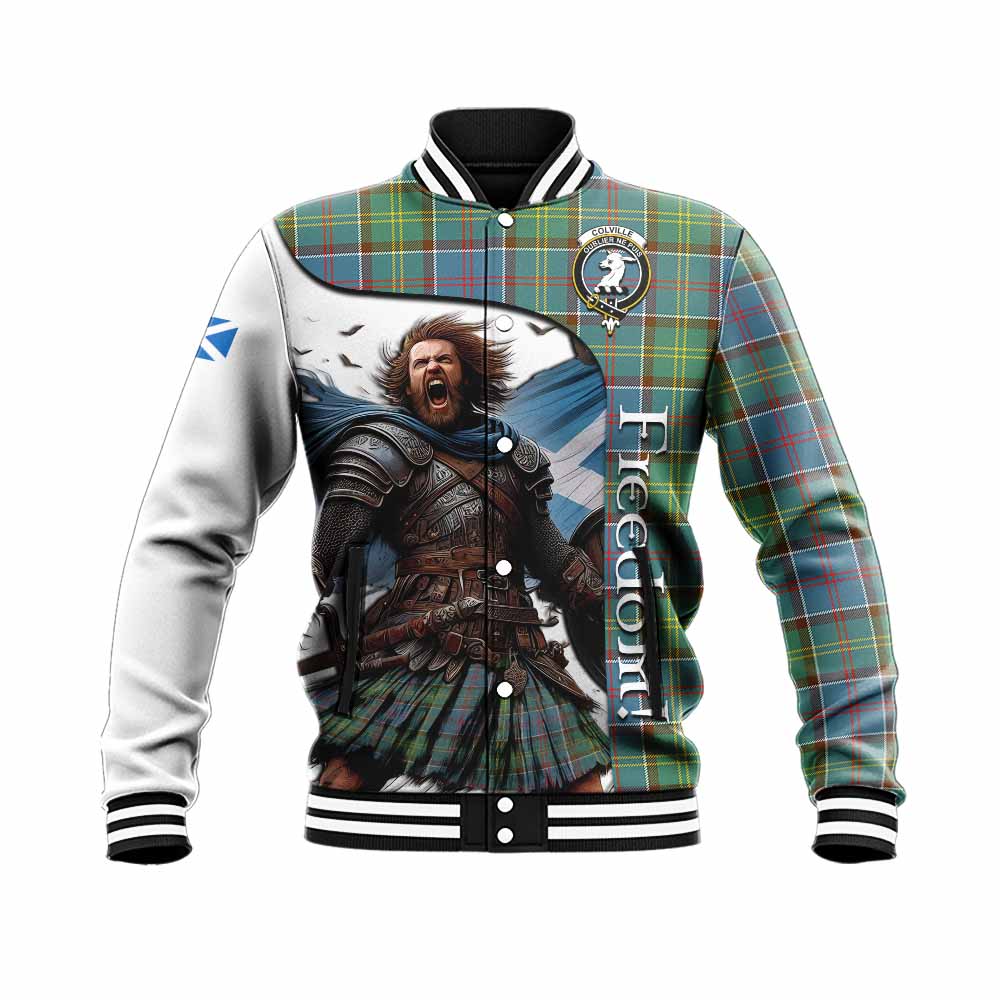 Tartan Vibes Clothing Colville Crest Tartan Baseball Jacket Inspired by the Freedom of Scottish Warrior