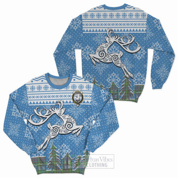 Colville Clan Christmas Sweatshirt Celtic Reindeer Style