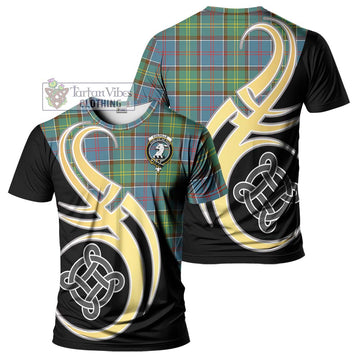 Colville Tartan T-Shirt with Family Crest and Celtic Symbol Style