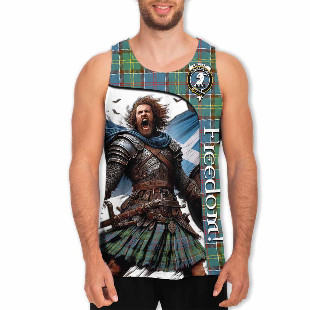 Tartan Vibes Clothing Colville Crest Tartan Men's Tank Top Inspired by the Freedom of Scottish Warrior