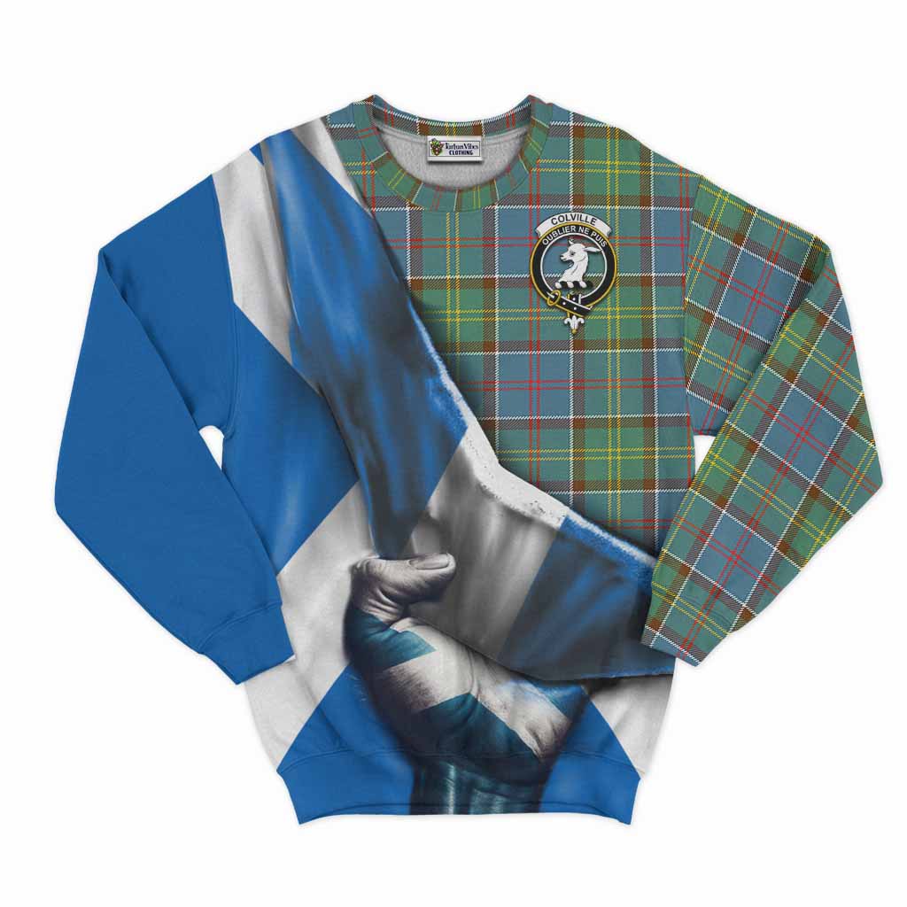 Tartan Vibes Clothing Colville Tartan Sweatshirt with Family Crest Scotland Patriotic Style