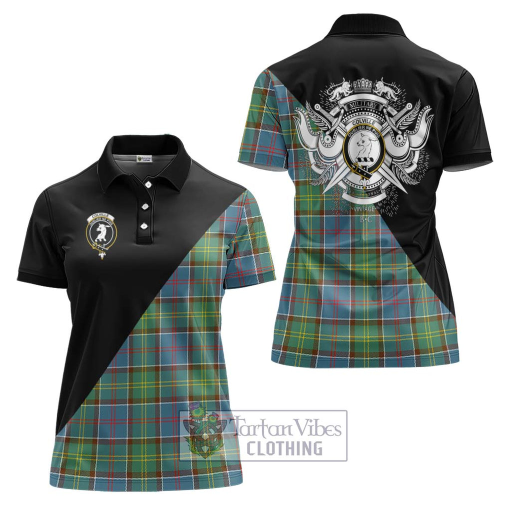 Colville Tartan Women's Polo Shirt with Family Crest and Military Logo Style Women - Tartanvibesclothing Shop