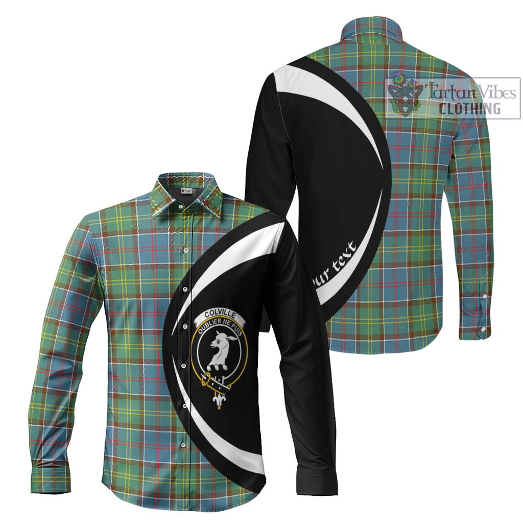 Colville Tartan Long Sleeve Button Up with Family Crest Circle Style Men's Shirt S - Tartan Vibes Clothing