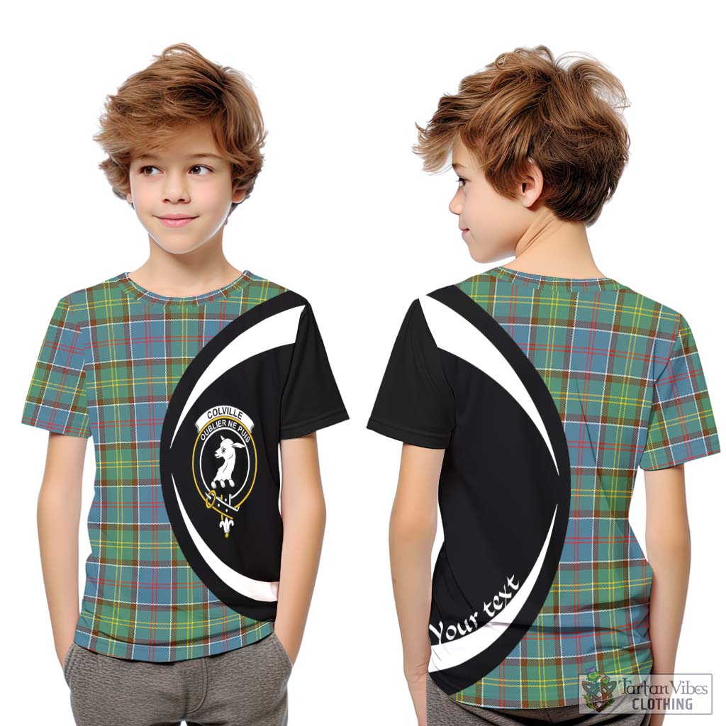 Colville Tartan Kid T-Shirt with Family Crest Circle Style Youth XL Size14 - Tartan Vibes Clothing