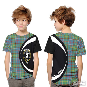 Colville Tartan Kid T-Shirt with Family Crest Circle Style