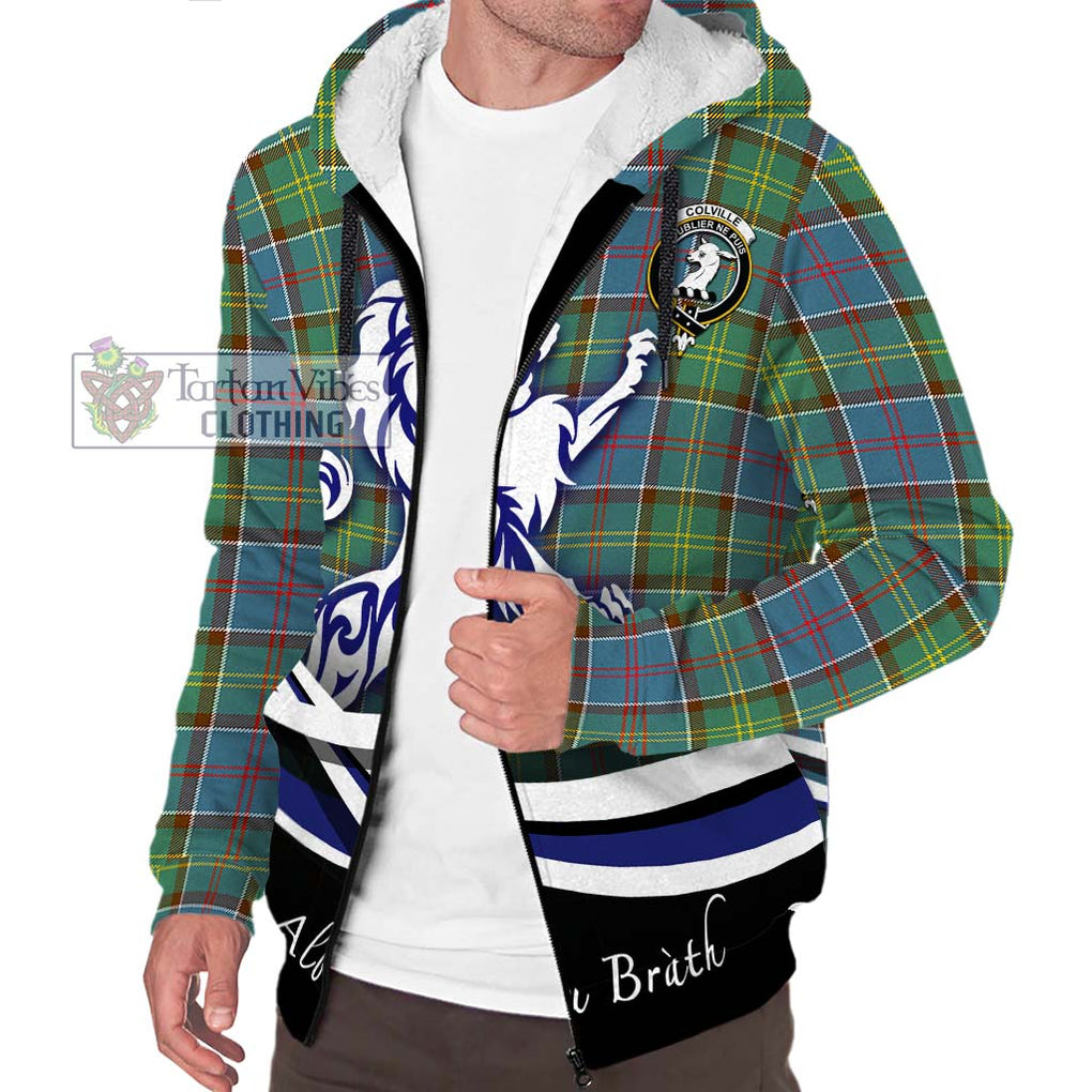 Colville Tartan Sherpa Hoodie with Alba Gu Brath Regal Lion Emblem Unisex S - Tartanvibesclothing Shop