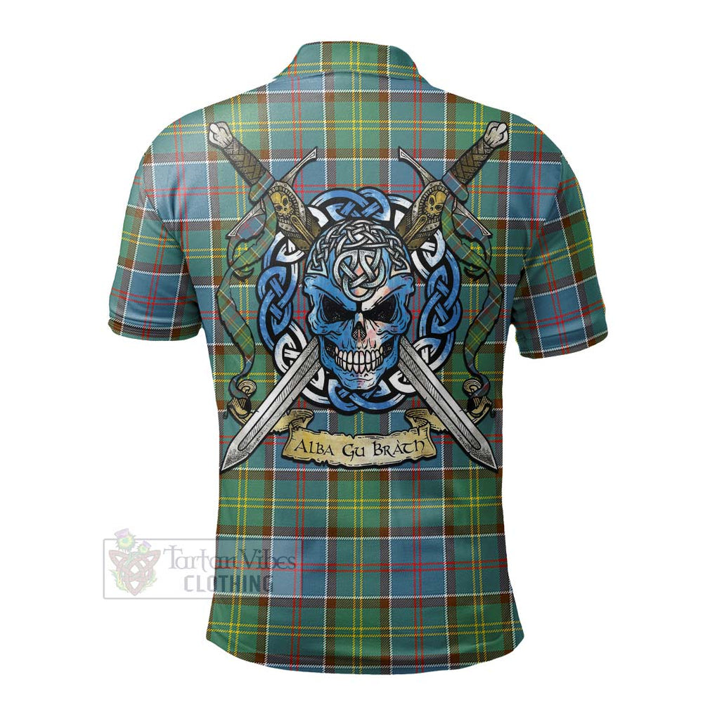 Tartan Vibes Clothing Colville Tartan Polo Shirt with Family Crest Celtic Skull Style