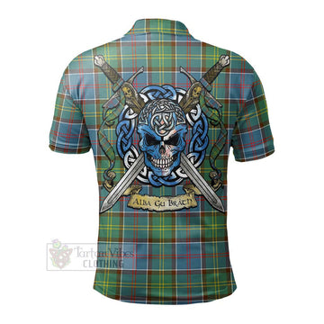 Colville Tartan Polo Shirt with Family Crest Celtic Skull Style