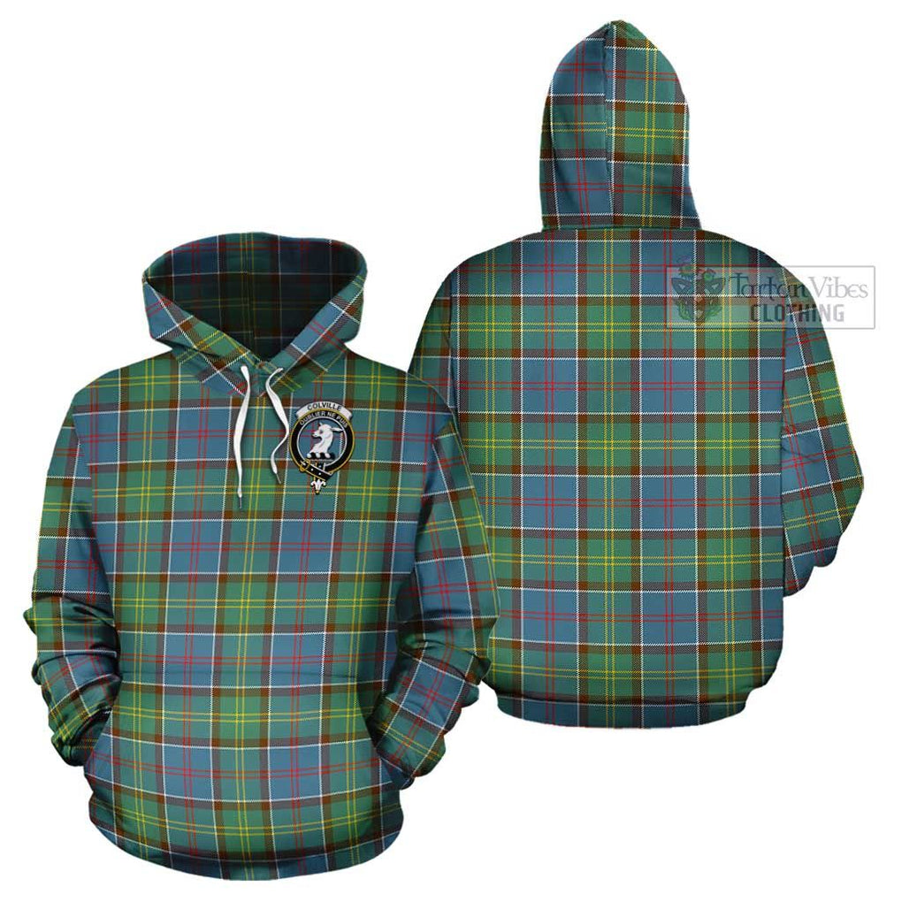 Colville Tartan Cotton Hoodie with Family Crest Pullover Hoodie - Tartan Vibes Clothing