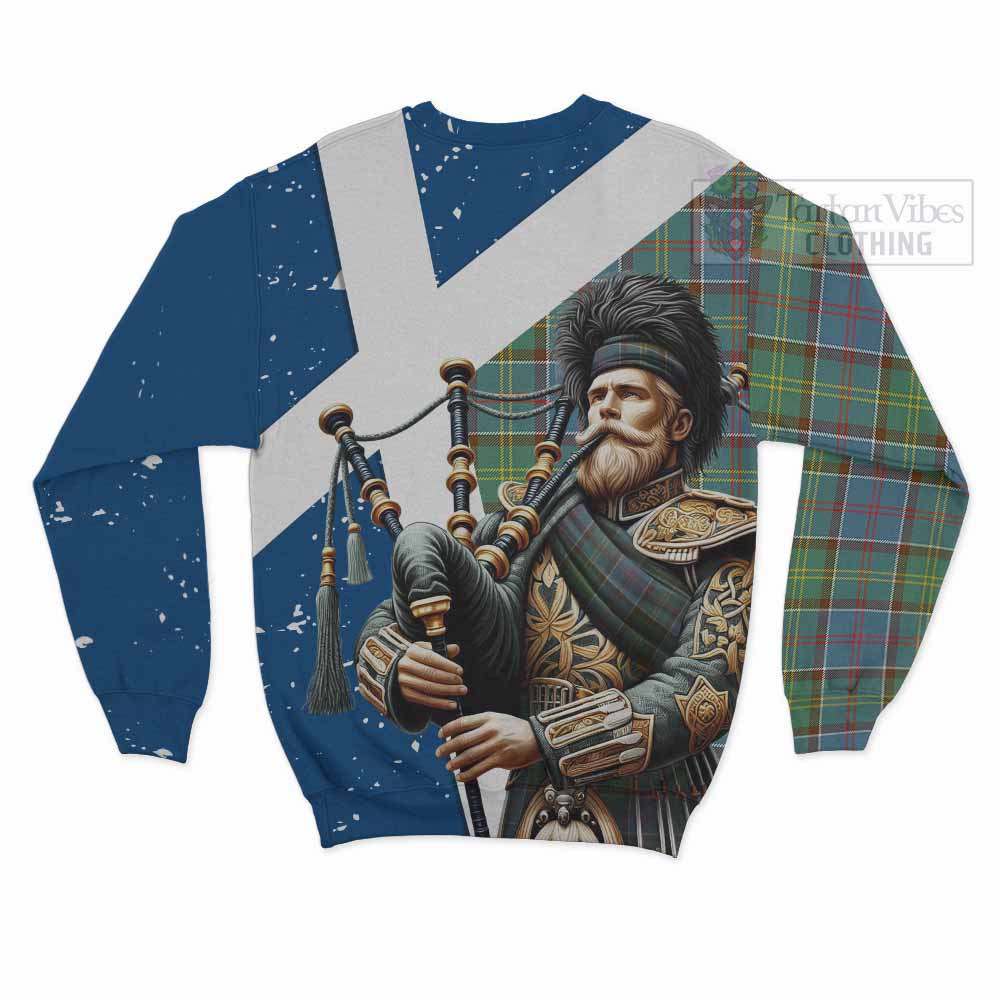 Tartan Vibes Clothing Colville Tartan Sweatshirt with Family Crest Scottish Bagpiper Vibes