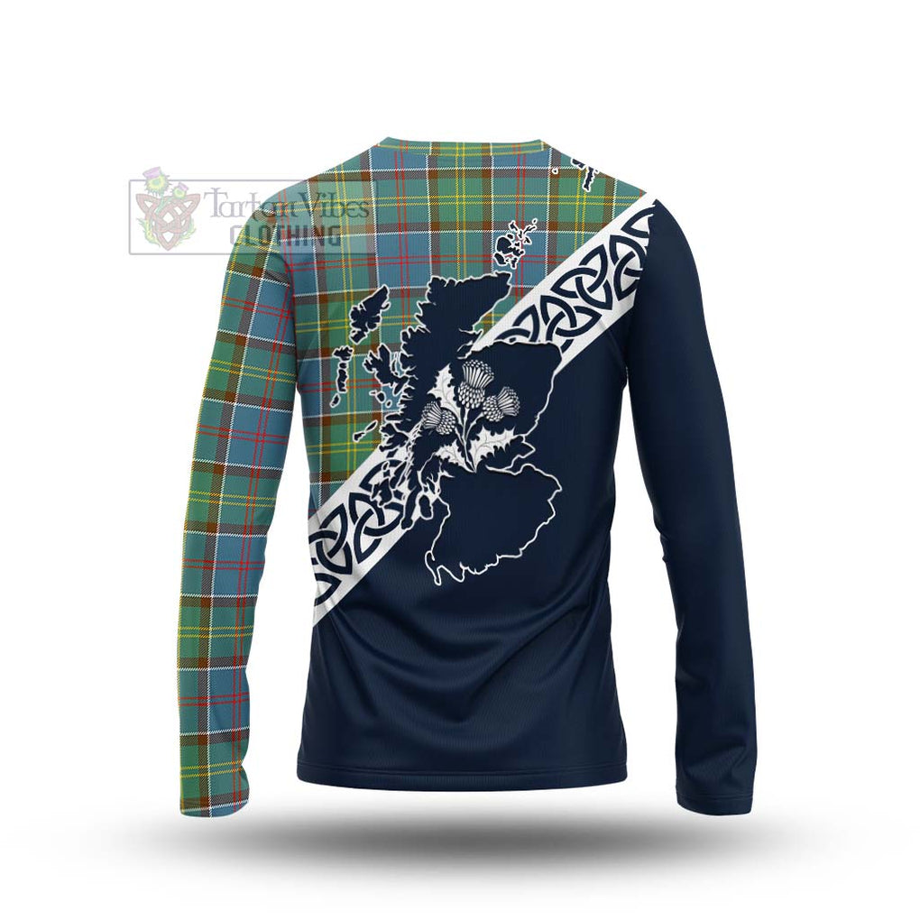 Tartan Vibes Clothing Colville Tartan Long Sleeve T-Shirt Featuring Thistle and Scotland Map