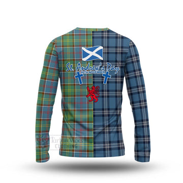 Colville Tartan Long Sleeve T-Shirt Happy St. Andrew's Day Half Tartan Style