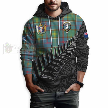 Colville Crest Tartan Hoodie with New Zealand Silver Fern Half Style