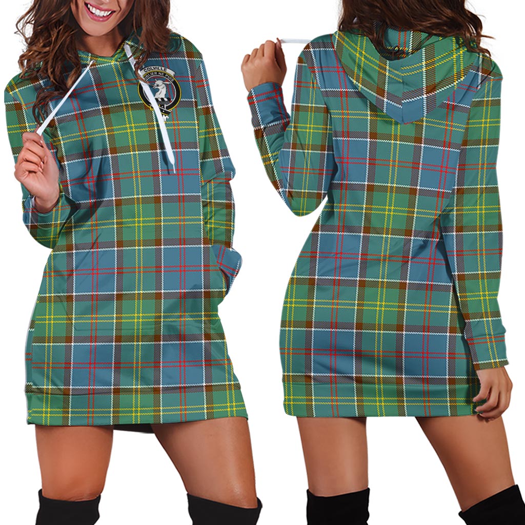 Colville Tartan Hoodie Dress with Family Crest - Tartan Vibes Clothing