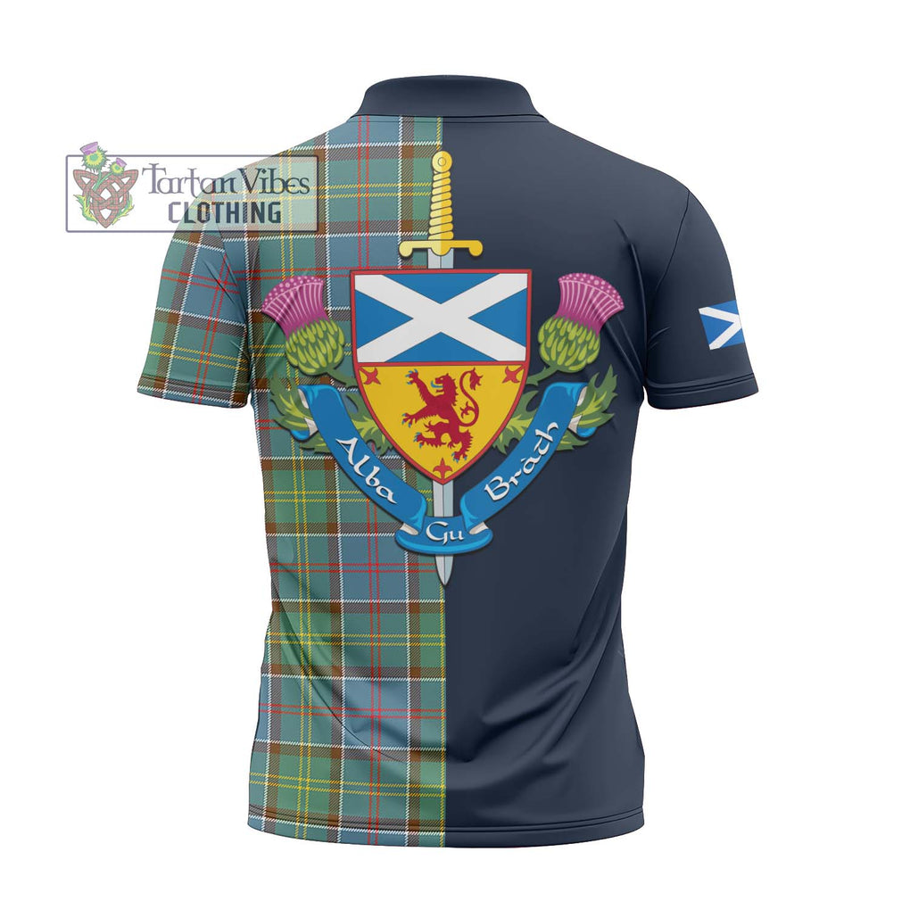 Tartan Vibes Clothing Colville Tartan Zipper Polo Shirt with Scottish Lion Royal Arm Half Style