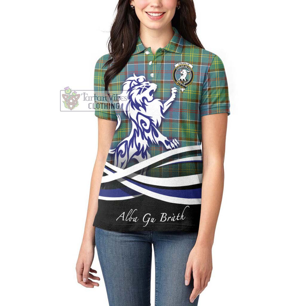 Colville Tartan Women's Polo Shirt with Alba Gu Brath Regal Lion Emblem - Tartanvibesclothing Shop