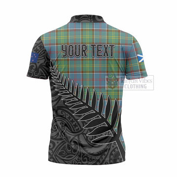 Colville Crest Tartan Zipper Polo Shirt with New Zealand Silver Fern Half Style