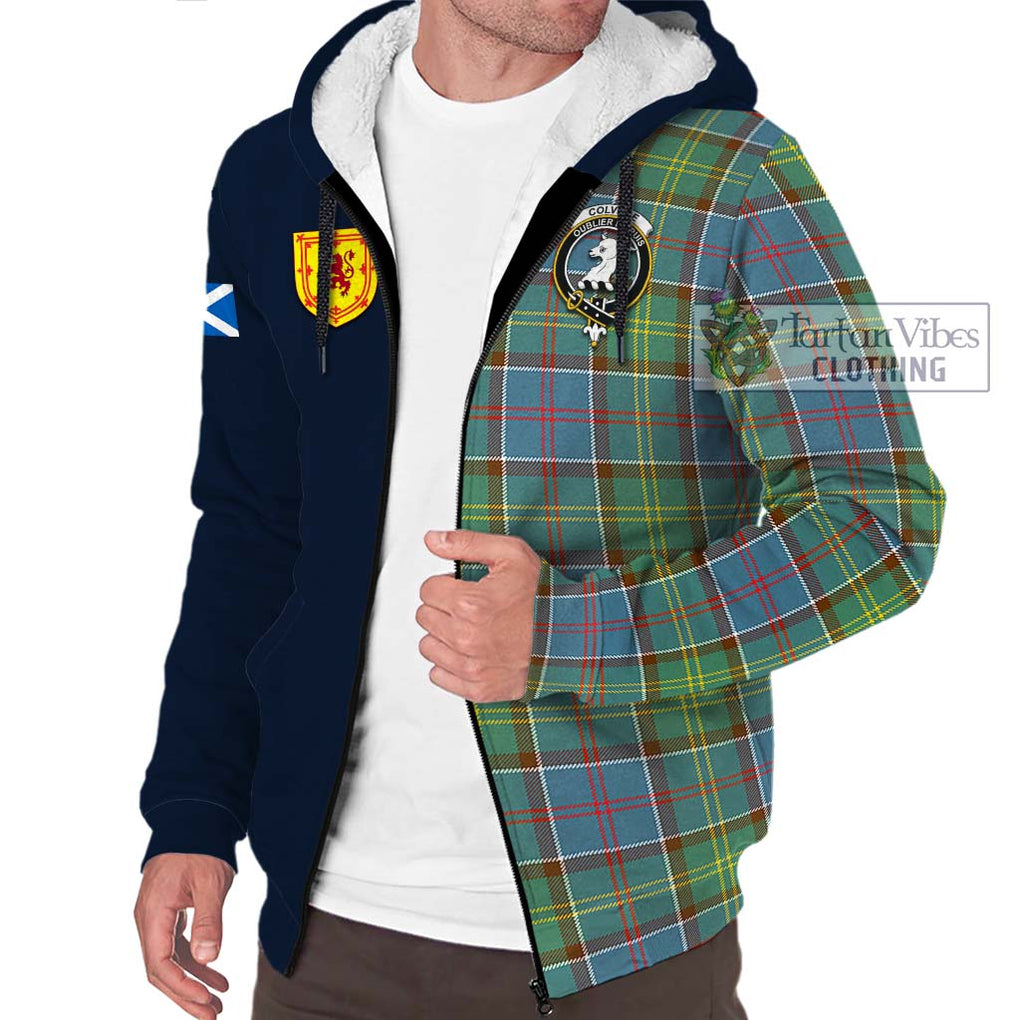 Tartan Vibes Clothing Colville Tartan Sherpa Hoodie with Scottish Lion Royal Arm Half Style