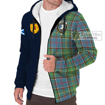 Colville Tartan Sherpa Hoodie Alba with Scottish Lion Royal Arm Half Style