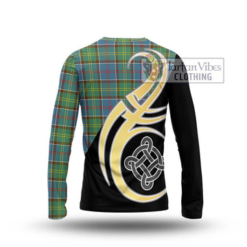 Colville Tartan Long Sleeve T-Shirt with Family Crest and Celtic Symbol Style