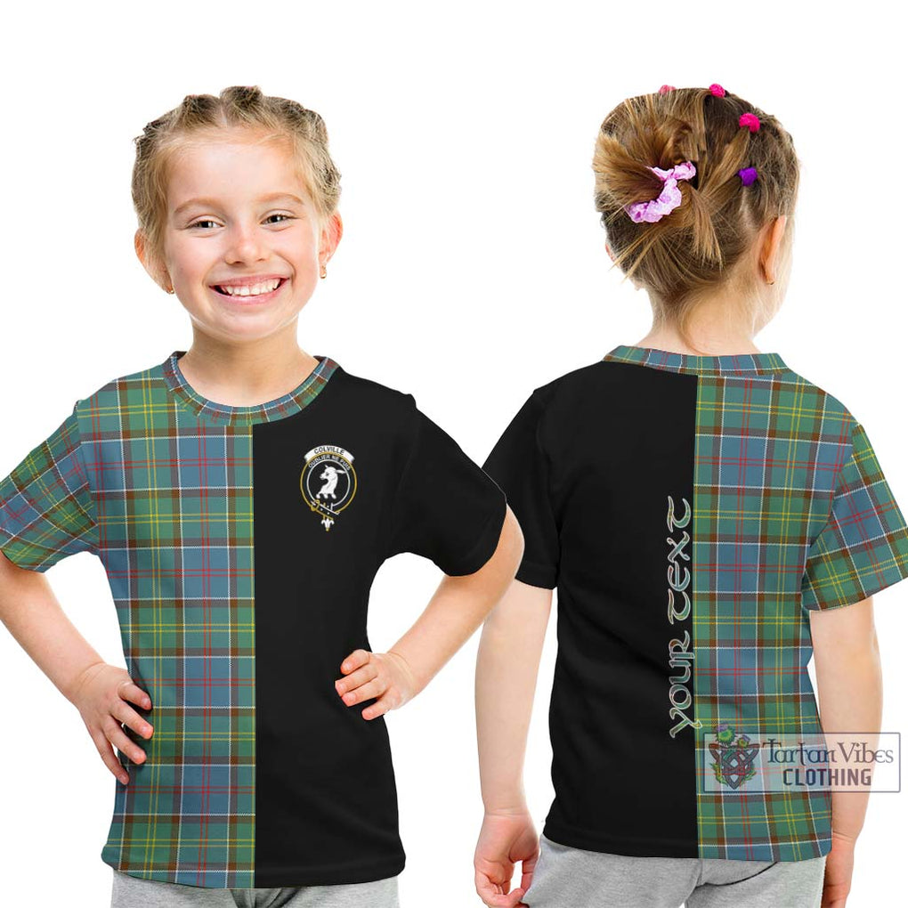 Colville Tartan Kid T-Shirt with Family Crest and Half Of Me Style - Tartanvibesclothing Shop