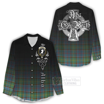 Colville Tartan Women's Casual Shirt Featuring Alba Gu Brath Family Crest Celtic Inspired