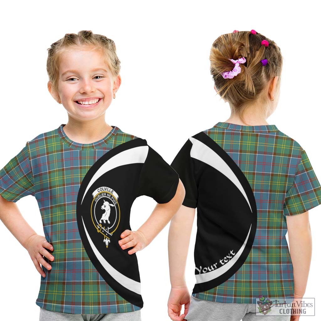 Colville Tartan Kid T-Shirt with Family Crest Circle Style - Tartan Vibes Clothing