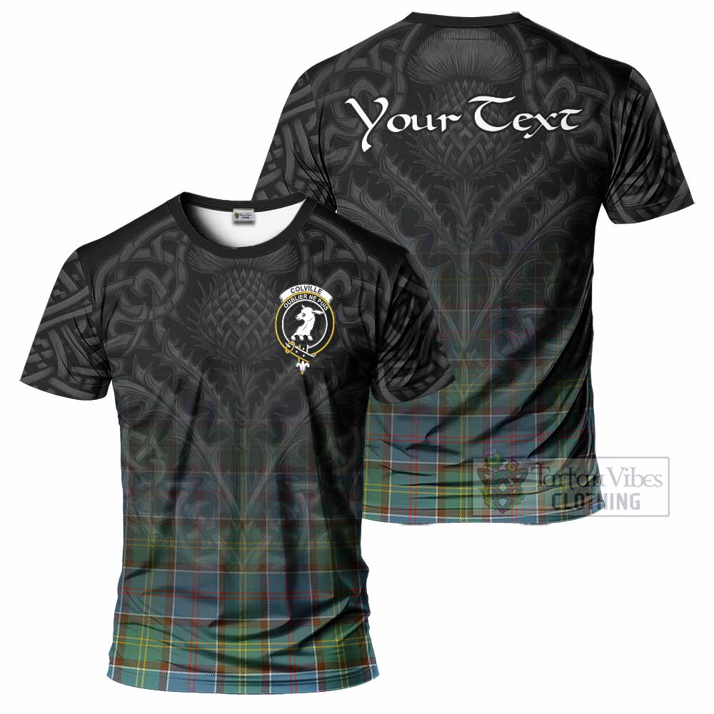 Tartan Vibes Clothing Colville Tartan T-Shirt with Family Crest Celtic Thistle Vibes