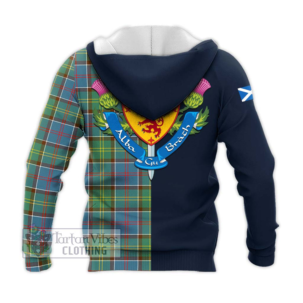 Tartan Vibes Clothing Colville Tartan Knitted Hoodie with Scottish Lion Royal Arm Half Style