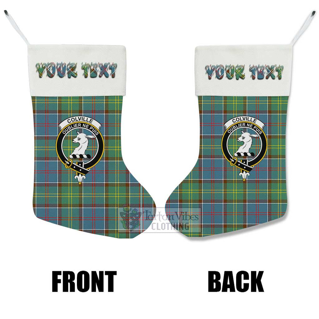 Tartan Vibes Clothing Colville Tartan Family Crest Christmas Stocking with Personalized Text