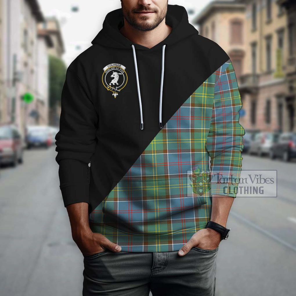 Colville Tartan Hoodie with Family Crest and Military Logo Style - Tartanvibesclothing Shop