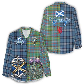 Colville Tartan Women's Casual Shirt Happy St. Andrew's Day Half Tartan Style