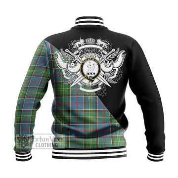 Colville Tartan Baseball Jacket with Family Crest and Military Logo Style