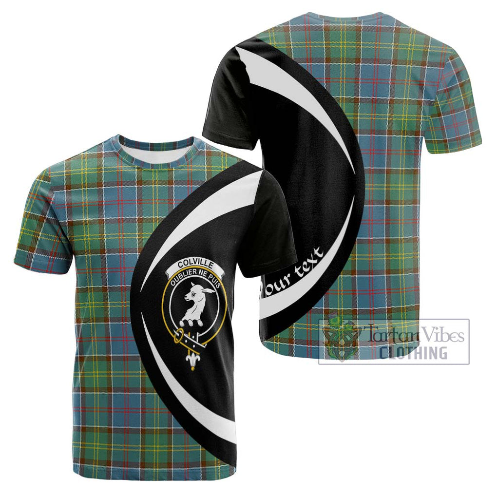 Tartan Vibes Clothing Colville Tartan Cotton T-shirt with Family Crest Circle Style