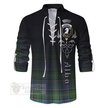 Colville Tartan Ghillie Kilt Shirt Featuring Alba Gu Brath Family Crest Celtic Inspired