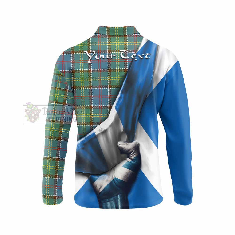 Tartan Vibes Clothing Colville Tartan Long Sleeve Polo Shirt with Family Crest Scotland Patriotic Style