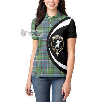 Colville Tartan Women's Polo Shirt with Family Crest Circle Style