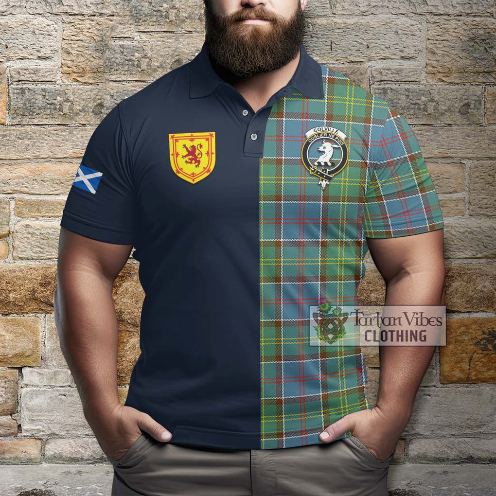 Tartan Vibes Clothing Colville Tartan Polo Shirt with Scottish Lion Royal Arm Half Style